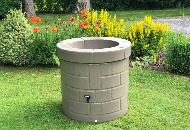Récupérateur d’eau de pluie décoratif en polyéthylène 340 L
