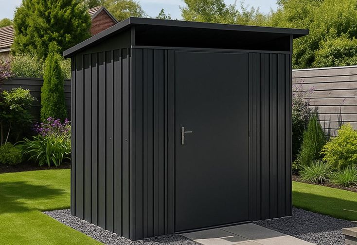 Abri de jardin en métal galvanisé anthracite Yardmaster – 4 m²
