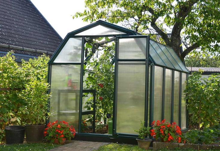 Serre de jardin polycarbonate double paroi lucarne et base – 5,4 m²