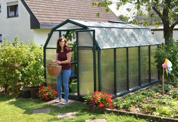 Serre de jardin en polycarbonate double paroi et fenêtre de toit – 6,65 m²