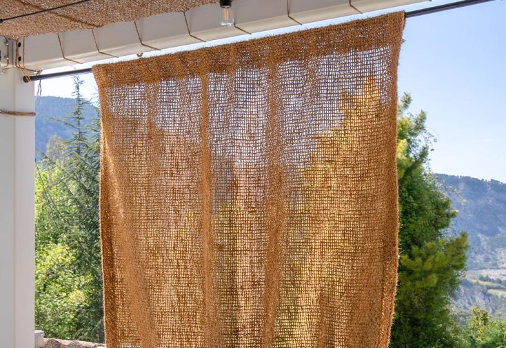 Rideau en fibres de coco à ourlets