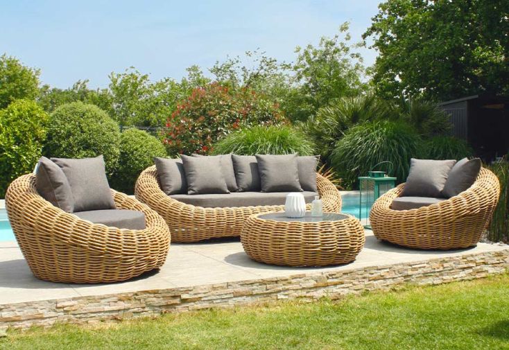 Salon de Jardin Haut de Gamme 8 places Lounge Bora Blanc - Salon de jardin  Alu Bas