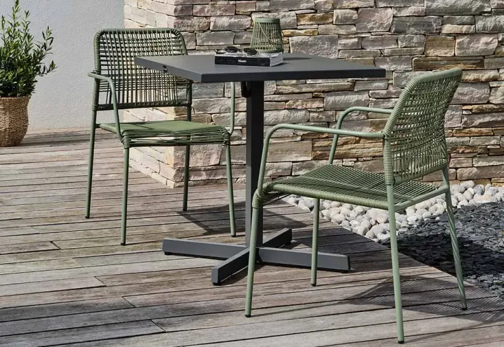 Salon de jardin 2 places en acier et corde olive – Louise