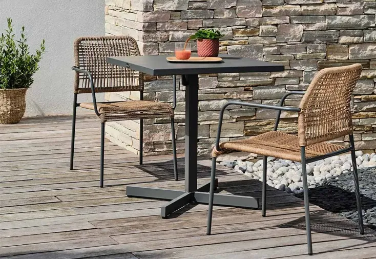 Salon de jardin 2 places en acier et corde anthracite – Louise