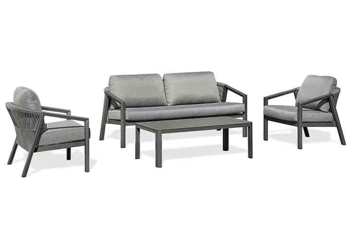 Salon de jardin 5 places en aluminium anthracite – Kelia