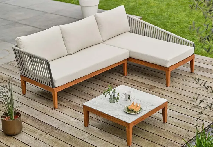 Salon de jardin 4 places en aluminium effet bois – Alphi