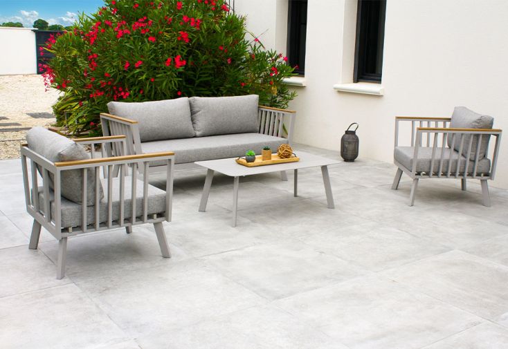 Salon de jardin 5 places en aluminium Napoli gris