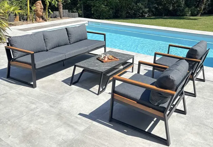 Salon de jardin 5 places en aluminium – Tadeo