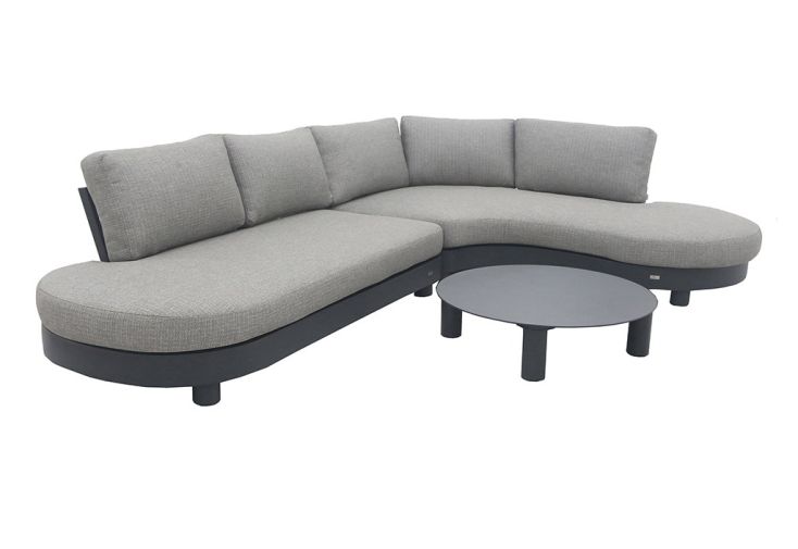 Salon de jardin bas : canapé 5 places + table basse - Salerno