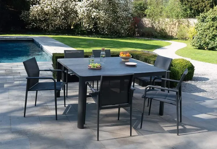 Salon de jardin en aluminium 6 places avec table extensible - Como