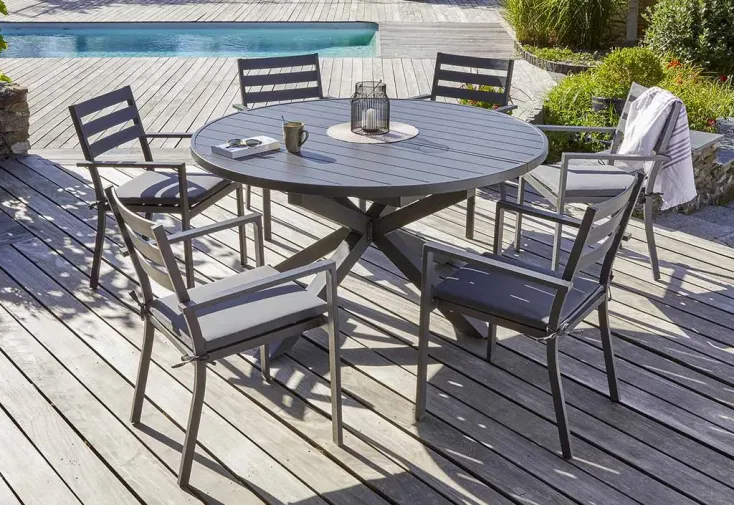 Salon de jardin haut 6 places en aluminium – Pelosa