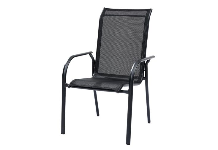 Fauteuil de Jardin Empilable en Alu et Textilène Noir