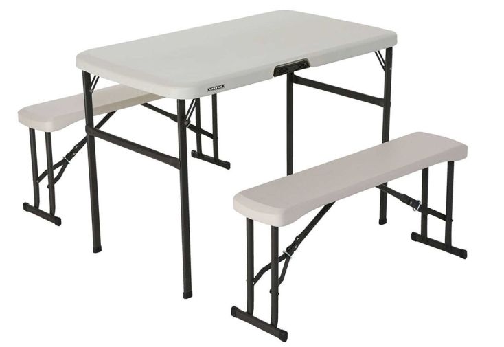 Table de Camping + 2 Bancs en PEHD Lifetime (107x 61x71cm)