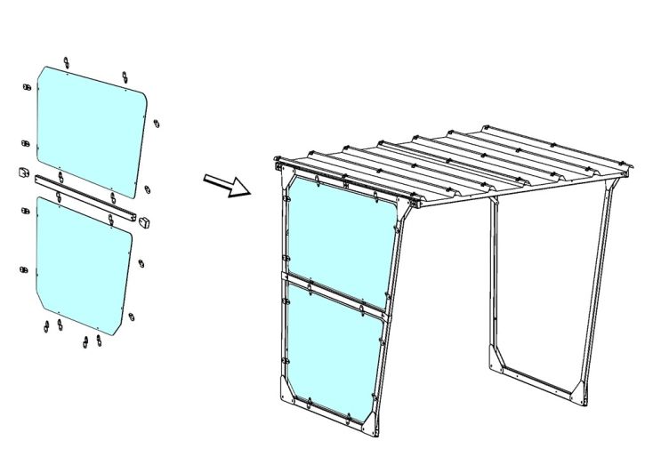 Bardage latéral pour abri à vélos Mottez en plexiglass