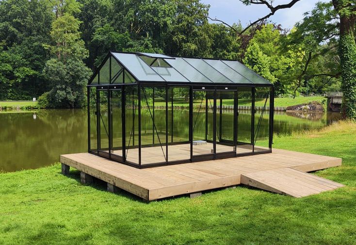 Serre ACD R306XH extra haute aluminium noir et verre trempé - 13,62 m²