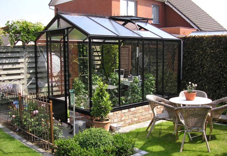 Serre ACD Prestige R204H - Aluminium noir et verre trempé - 6,91 m²