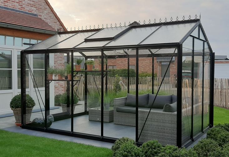 Serre ACD Prestige R205H - Aluminium noir et verre trempé - 8,61 m²