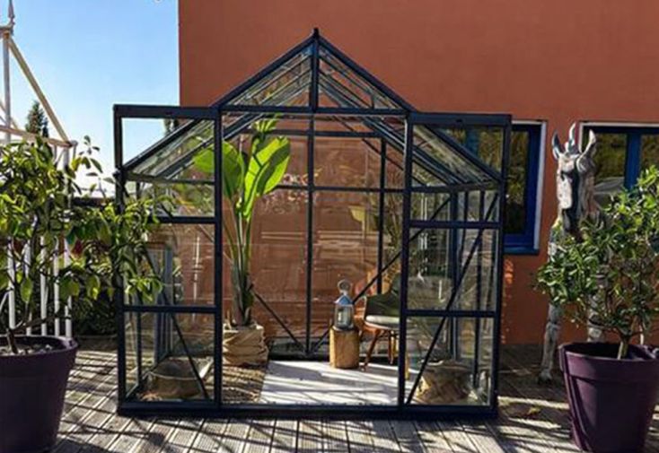 Serre de jardin en verre trempé Lams 4,9 m² - Laurus anthracite