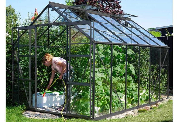 Serre de jardin en verre trempé Lams 9,7 m² - Laurus anthracite