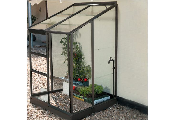Serre de jardin adossée en verre Lams 1,7 m² - Melissa anthracite