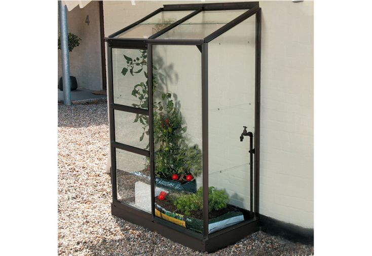 Serre de jardin adossée en verre Lams 0,9 m² - Melissa anthracite