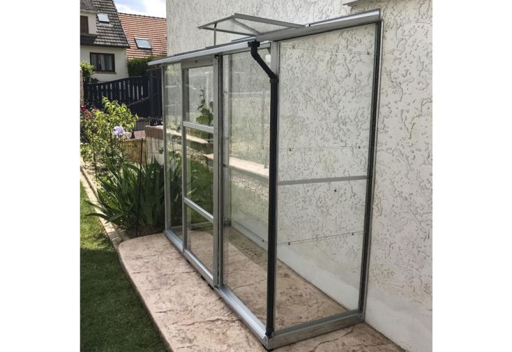 Serre de jardin adossée en verre Lams 1,3 m² - Melissa alu naturel