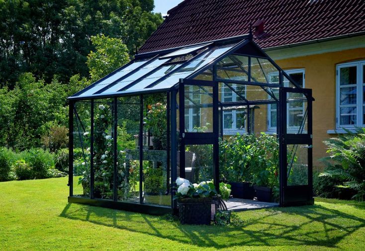 Serre de Jardin en Verre Trempé Alu Anthracite 9 m² – Juliana Premium