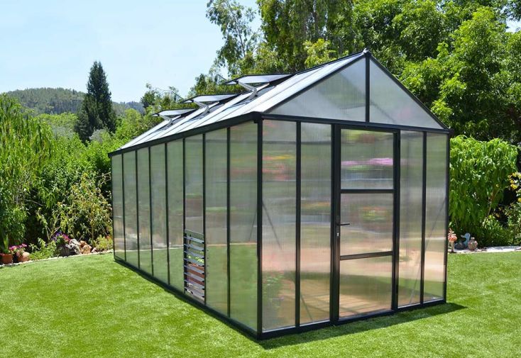Serre de jardin en aluminium et polycarbonate Glory 11,8 m² - Grise