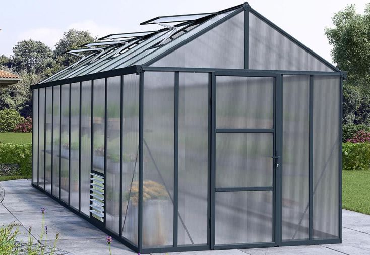 Serre de jardin en aluminium et polycarbonate Glory 14,7 m² - Grise