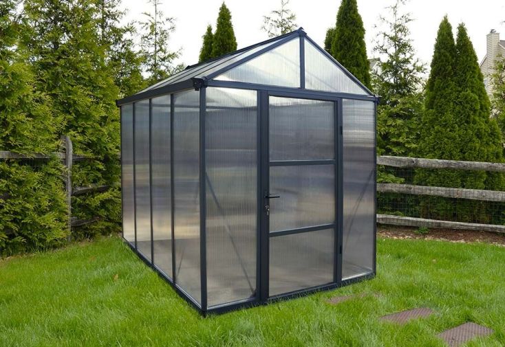 Serre de jardin en aluminium et polycarbonate Glory 4,7 m² - Grise