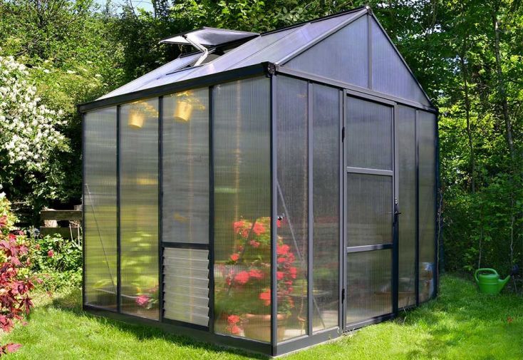 Serre de jardin en aluminium et polycarbonate Glory 6 m² - Grise
