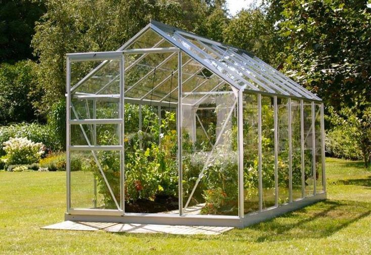 Serre de jardin en verre trempé Lams 7,3 m² - Allium alu naturel