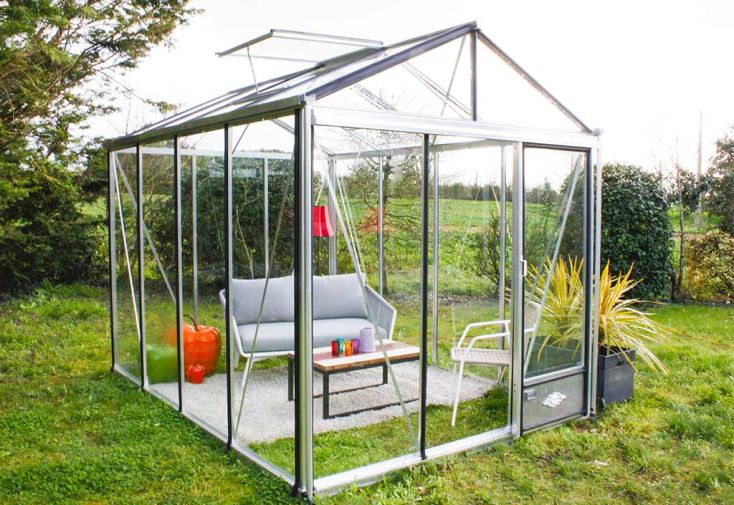 Serre de jardin 16,9m² anthracite en polycarbonate 4mm + embase Green  Protect