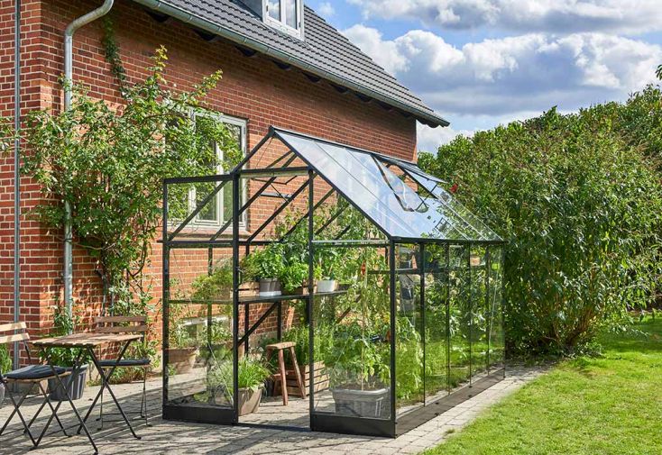 Serre de Jardin en Aluminium et Verre Trempé Qube 610 Noir 6,4 m²