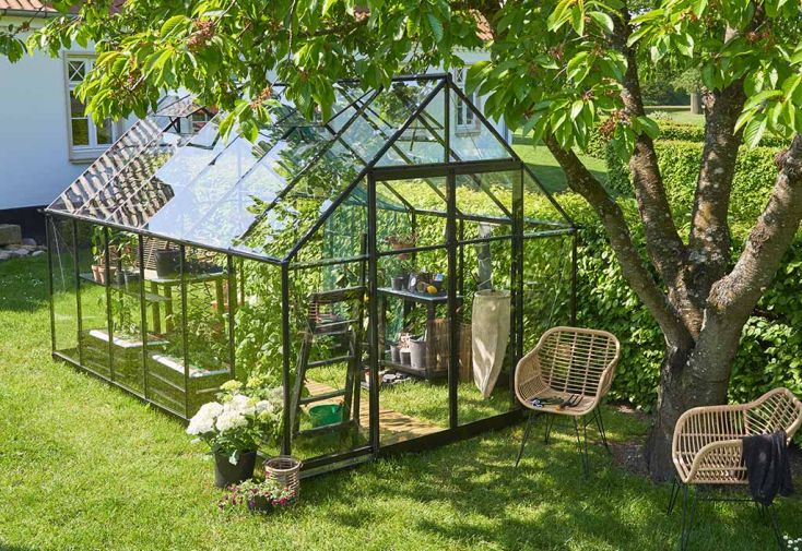 Serre de Jardin en Aluminium et Verre Trempé Qube 812 Noir 9,9 m²