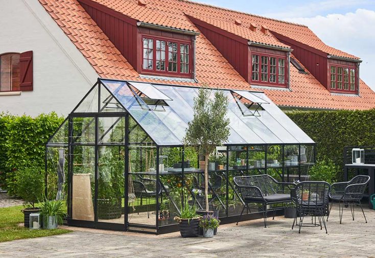 Serre de Jardin en Aluminium et Verre Trempé Qube 816 Noir 13 m²