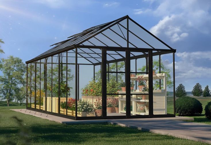 Serre de jardin en aluminium et polycarbonate Aria – 19 m²