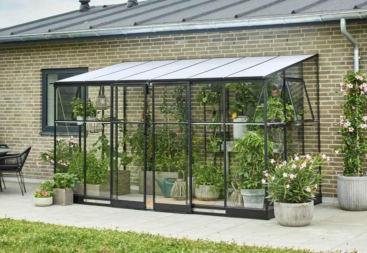 Serre de jardin adossée en verre trempé Qube Lean-to 612 – 7,1 m²