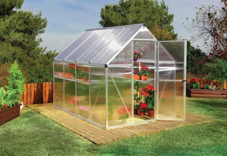 Serre de Jardin Grise Polycarbonate Aluminium 2,5 x 2 m – Mythos 6x8