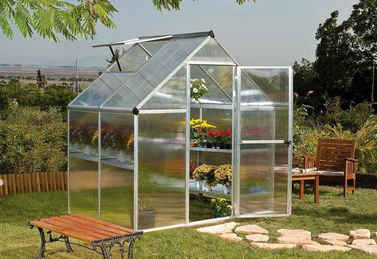 Serre de Jardin Grise Polycarbonate Aluminium 1 x 2 m – Mythos 6x4