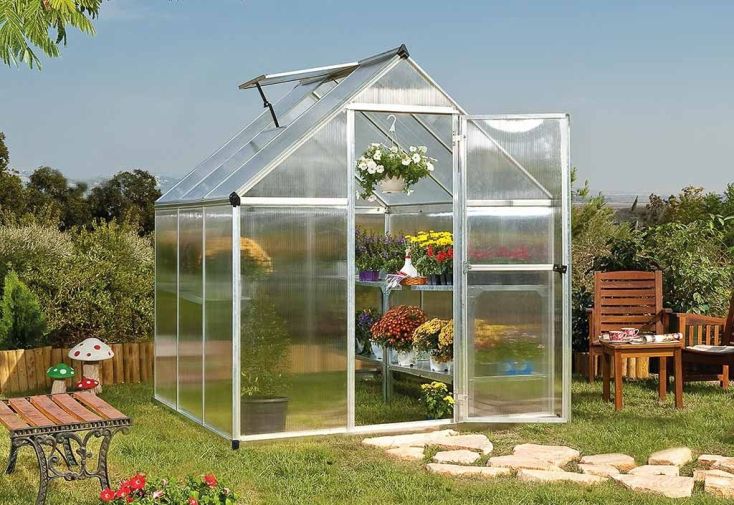 Serre de Jardin Grise Polycarbonate Aluminium 2 x 2 m – Mythos 6x6