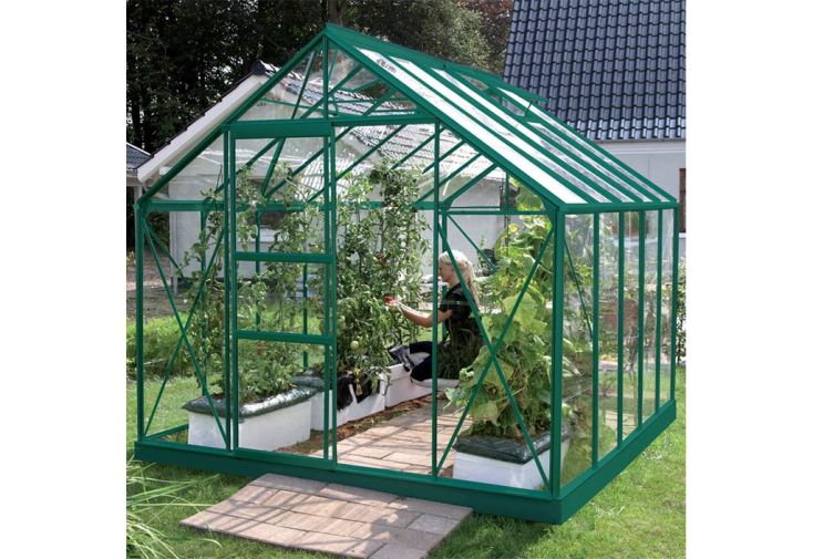 Serre de jardin en verre trempé Lams 8,3 m² - Carvi vert