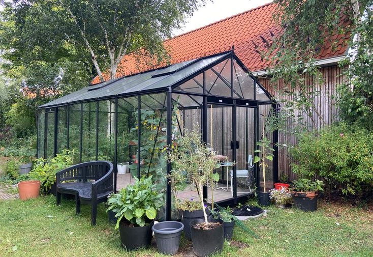 Serre ACD R308XH extra haute aluminium noir et verre trempé - 18,15 m²