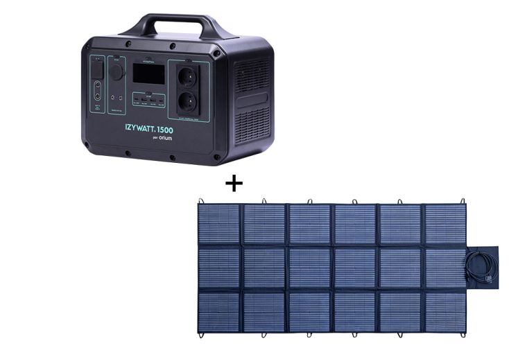 Station d’énergie portable 1500 W + panneau solaire pliant 400 W