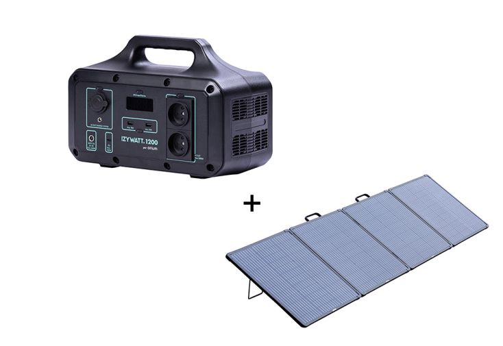 Station d'énergie portable 1200 W + panneau solaire pliant 200 W