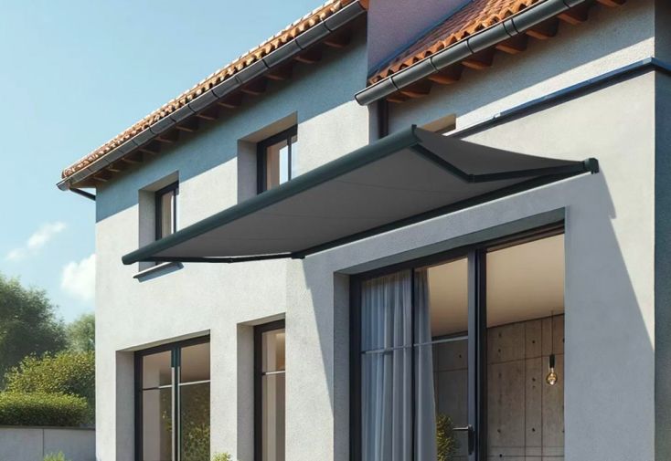 Store banne motorisé coffre intégral 3 x 2 m - Cinabre gris