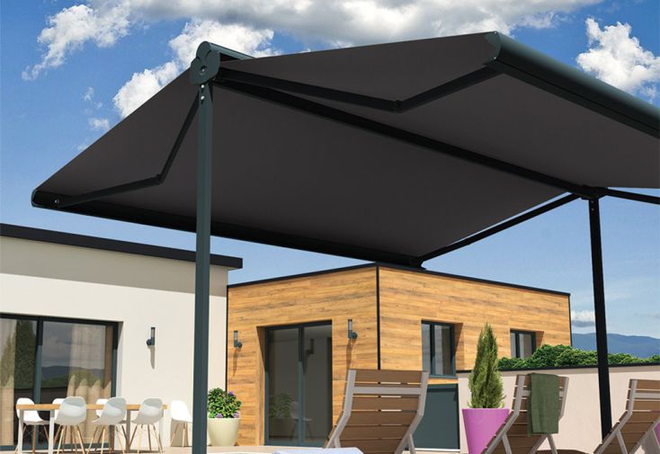 Store banne double pente avec coffre – Enargite 6 x 6 m manuel