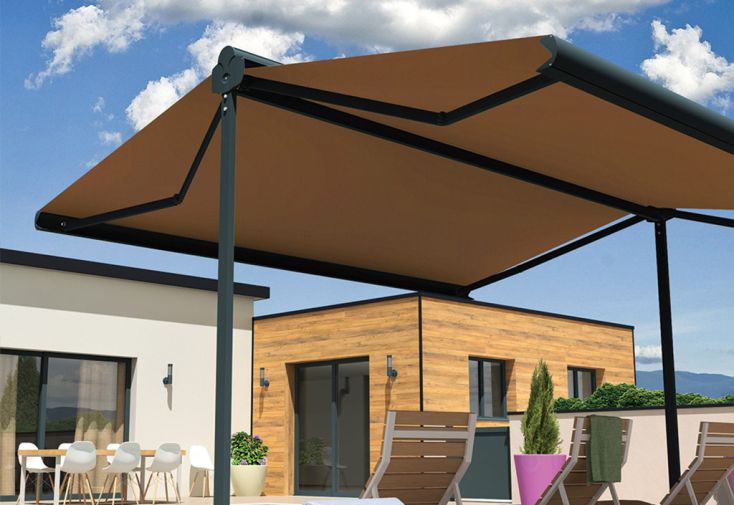 Store banne double pente avec coffre – Enargite 4 x 6 m motorisé