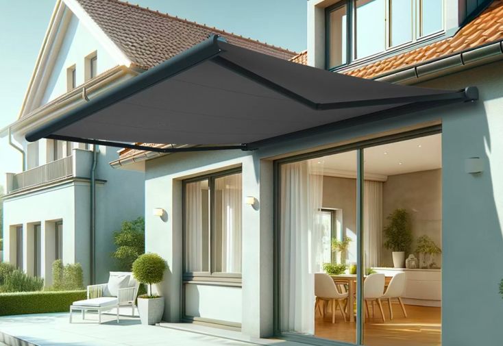 Store banne motorisé coffre intégral 4 x 3,5 m - Hevoa gris