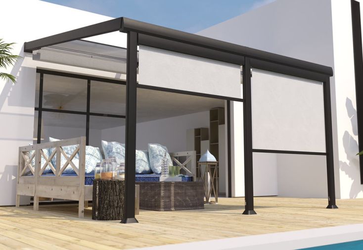 Store brise-vue en textilène coulissant pour pergola Athezza ou Edena